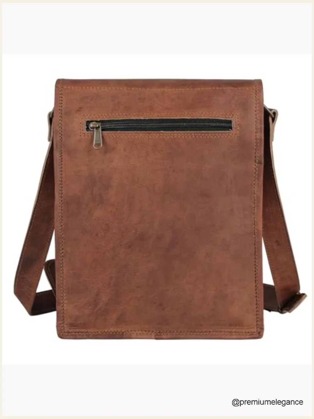 Full Grain Leather Messenger Satchel Crossbody Bag with Adjustable Strap